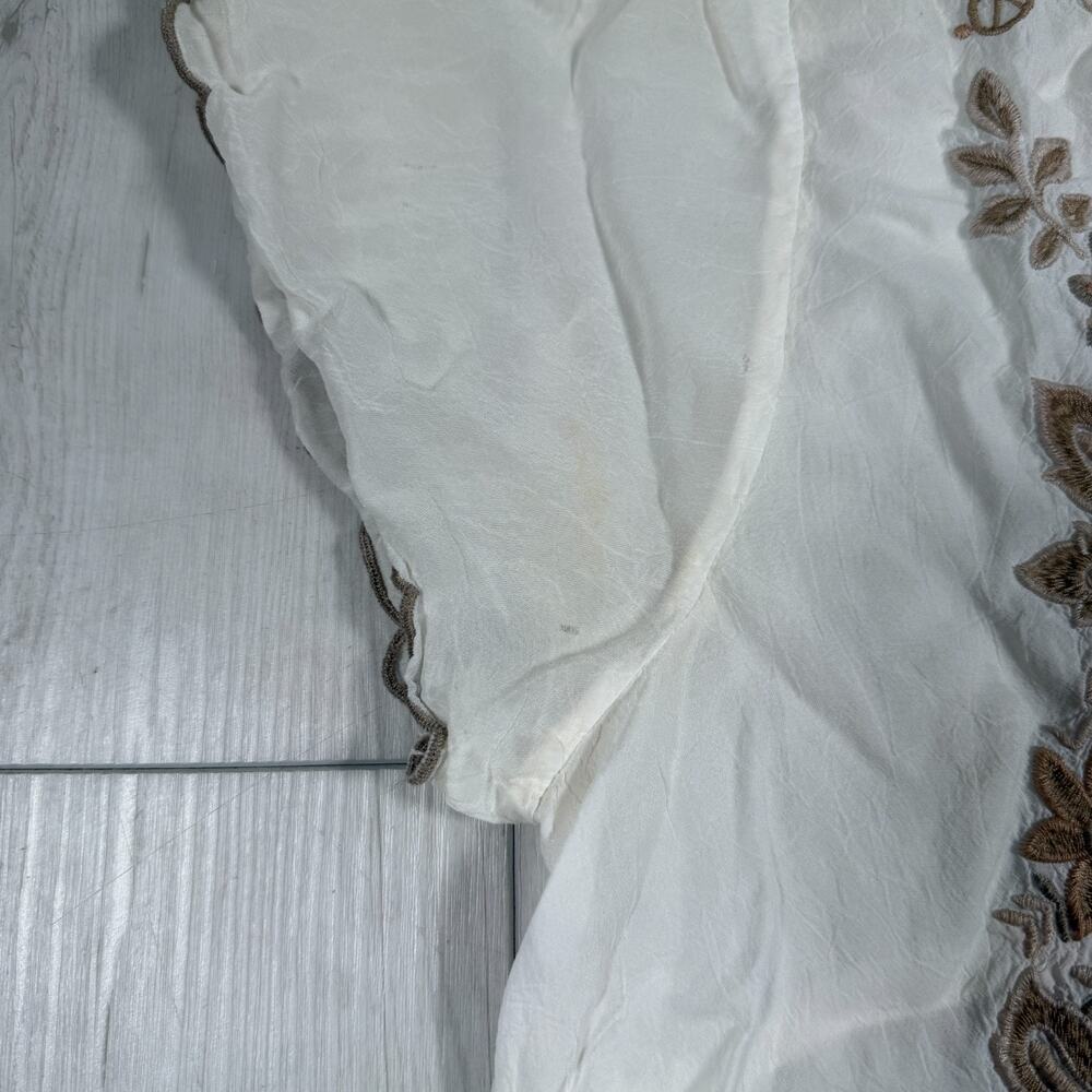 Johnny Was Tunic Blouse Womens Large White Lace Embroidered Sheer Boho Top - Picture 4 of 16